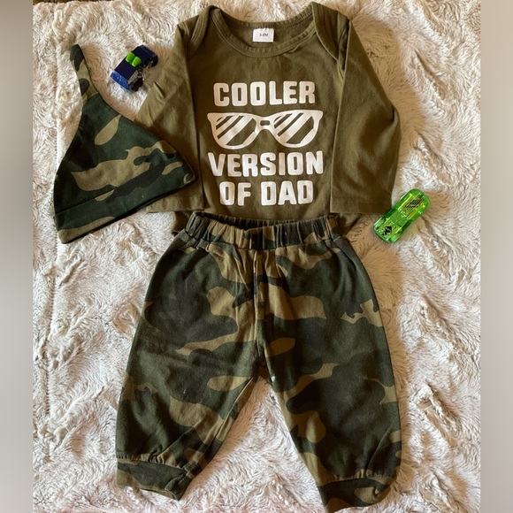 Baby Boy Letter Print Romper Long Pants Set with Hat 3-6 Months - Picture 1 of 6